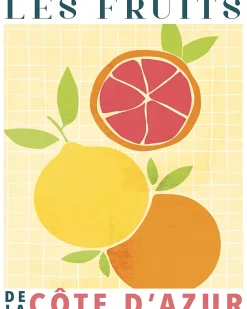 Affiche les fruits de la côte d'azur Dada Art l.40 x H.50 cm jaune-orange