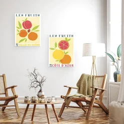 Affiche les fruits de la côte d'azur Dada Art l.40 x H.50 cm jaune-orange