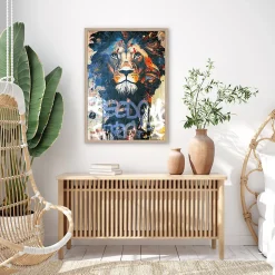 Affiche lion grafiti multicouleurs l.50 x l.70 cm Dada art