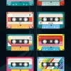 Affiche mix tape cassette multicouleurs l.30 x l.40 cm Dada Art