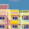 Affiche moderne Miami multicouleurs l.30 x l.40 cm Dada Art