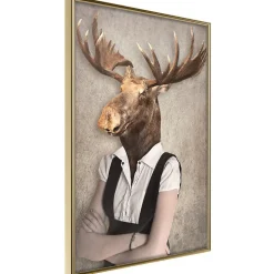 Affiche Murale Encadrée "Animal Alter Ego Moose" 40 x 60 cm Or
