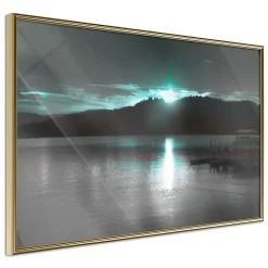 Affiche Murale Encadrée "Aurora at the Horizon " 90 x 60 cm Or