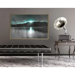 Affiche Murale Encadrée "Aurora at the Horizon " 90 x 60 cm Or