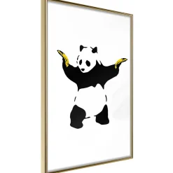 Affiche Murale Encadrée "Banksy Panda With Guns" 30 x 42 cm Or