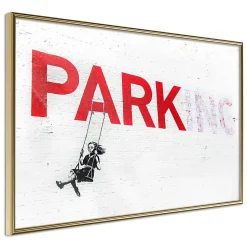 Affiche Murale Encadrée "Banksy Parking" 30 x 20 cm Or