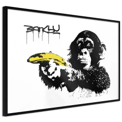 Affiche Murale Encadrée "Banksy Banana Gun II" 45 x 30 cm Noir