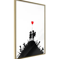 Affiche Murale Encadrée "Banksy Kids on Guns" 40 x 60 cm Or