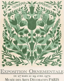 Affiche Ornemental vert Dada Art l.40 x H.50 cm