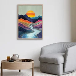 Affiche paysage coucher de soleil multicouleurs l.50 x H.70 cm Dada art