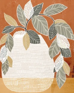 Affiche plante vert sur fond terracotta l.40 x l.50 cm Dada Art