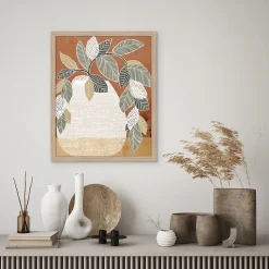 Affiche plante vert sur fond terracotta l.40 x l.50 cm Dada Art