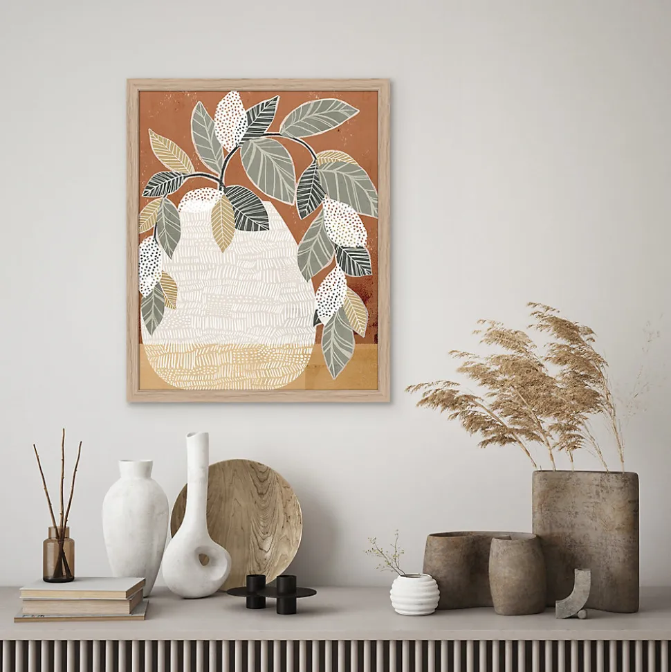 Affiche plante vert sur fond terracotta l.40 x l.50 cm Dada Art