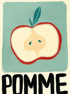 Affiche pomme vert pastel l.30 x l.40 cm Dada Art