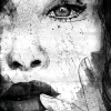 Affiche portrait visage femme noir et blanc L.40 x H.50cm Dada Art