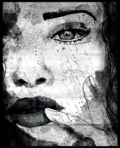 Affiche portrait visage femme noir et blanc L.40 x H.50cm Dada Art