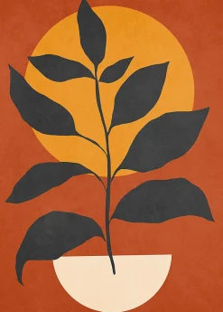 Affiche tige sur fond terracotta L.50 x H.70cm Dada Art