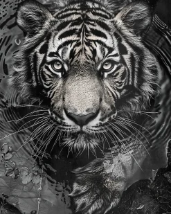 Affiche tigre noir et blanc l.40 x l.50 cm Dada Art