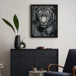 Affiche tigre noir et blanc l.40 x l.50 cm Dada Art