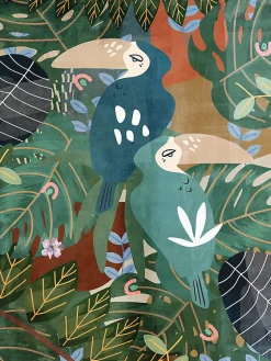Affiche toucans feuillage multicouleurs l.60 x l.80 cm Dada Art