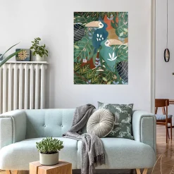 Affiche toucans feuillage multicouleurs l.60 x l.80 cm Dada Art