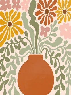 Affiche vase bouquet terracotta l.30 x l.40 cm Dada Art