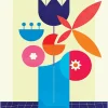 Affiche vase et fleurs multicolore l.30 x H.40 cm Dada Art