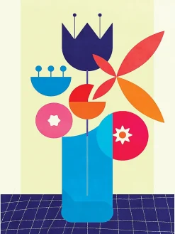 Affiche vase et fleurs multicolore l.30 x H.40 cm Dada Art