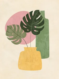 Affiche vase jaune Dada Art l.30 x H.40 cm