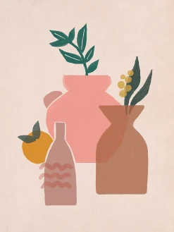 Affiche vase rose et terracotta l.30 x l.40 cm Dada Art