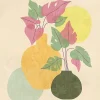 Affiche vases et plantes pastel sur fond beige l.30 x l.40 cm Dada Art