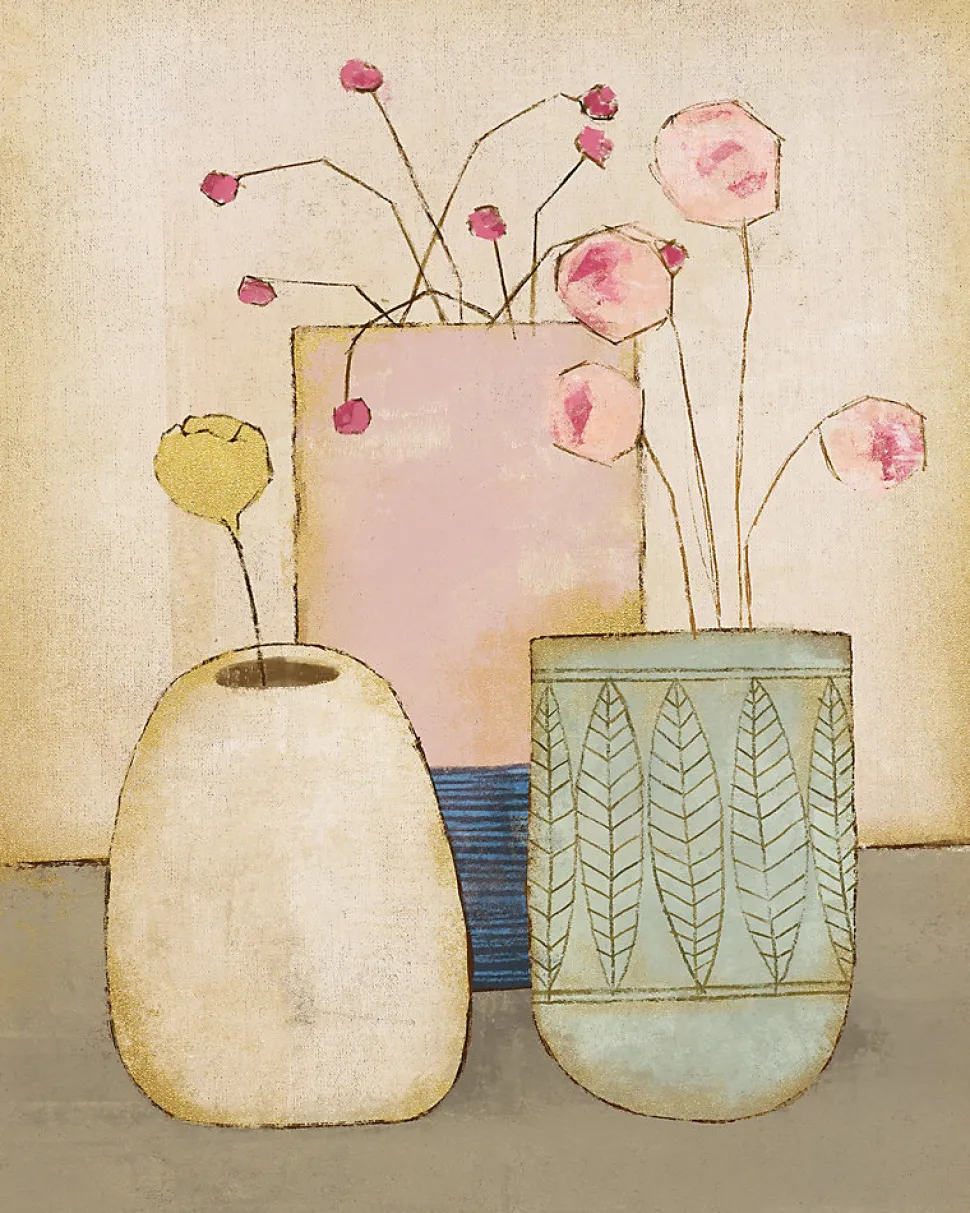 Affiche vases vintage rose l.24 x H.30 cm Dada Art