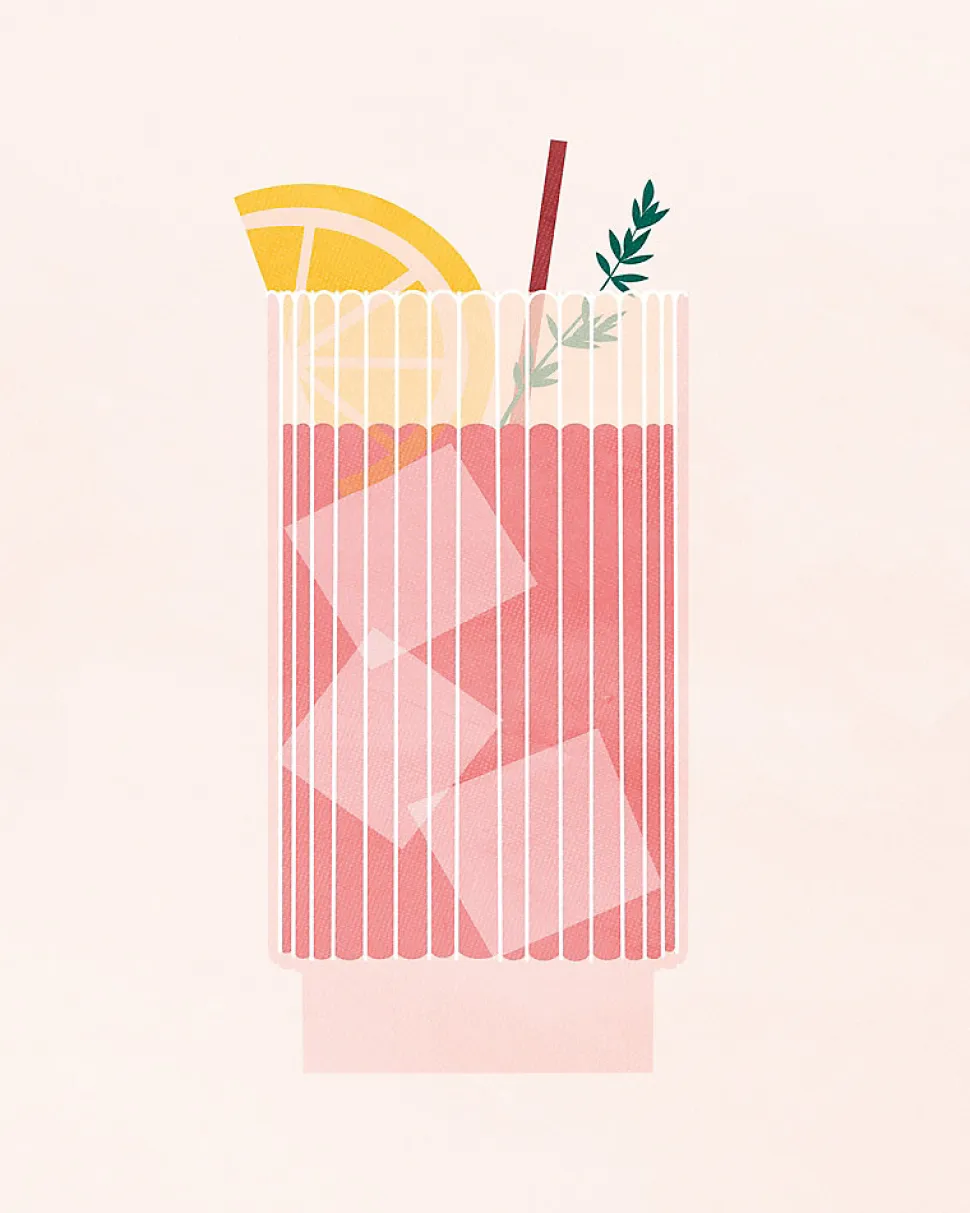 Affiche verre cocktail rose pâle l.24 x l.30 cm Dada Art