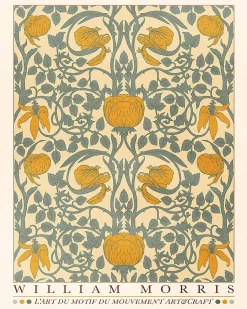 Affiche William Morris l'art du motif du mouvement art & craft fleurs feuilles Dada Art l.40 x H.50 cm