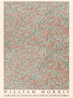Affiche William Morris motifs fleurs et feuilles rouges l.30 x H.40 cm Dada art