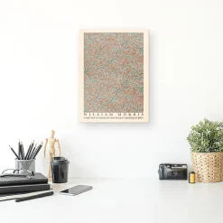 Affiche William Morris motifs fleurs et feuilles rouges l.30 x H.40 cm Dada art