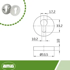 AMIG - Rosace de clé 3 - 53 mm - Acier inoxydable AISI 304 - Mat