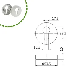 AMIG - Rosace de clé 3 - 53 mm - Acier inoxydable AISI 304 - Mat