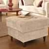 Anna - pouf en velours texturé - pieds en bois - Lisa Design