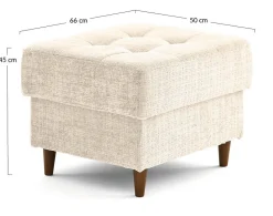 Anna - pouf en velours texturé - pieds en bois - Lisa Design