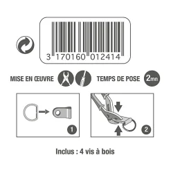 Anneau étrier - 18 mm avec vis à bois. vendu par 4 pièces