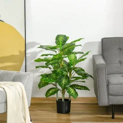Arbre artificiel plante artificielle Calathea H. 95 cm tronc branches lichen feuilles grand réalisme pot inclus