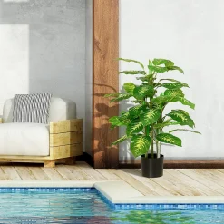 Arbre artificiel plante artificielle Calathea H. 95 cm tronc branches lichen feuilles grand réalisme pot inclus