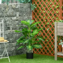 Arbre artificiel plante artificielle Calathea H. 95 cm tronc branches lichen feuilles grand réalisme pot inclus