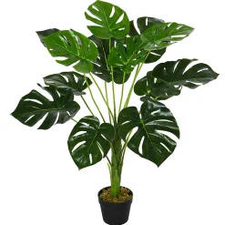 Arbre artificiel plante artificielle Monstera H. 85 cm tronc branches lichen feuilles de tortue grand réalisme pot inclus