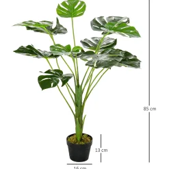 Arbre artificiel plante artificielle Monstera H. 85 cm tronc branches lichen feuilles de tortue grand réalisme pot inclus