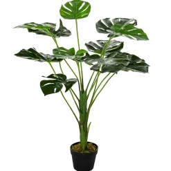 Arbre artificiel plante artificielle Monstera H. 85 cm tronc branches lichen feuilles de tortue grand réalisme pot inclus