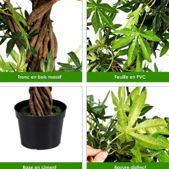 Arbre Artificielle en Pot Hauteur 160CM Art Floral Faux Bonsaï Decoration en Plastique Simulation Decorations Paysager