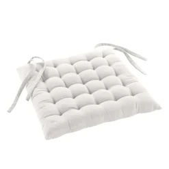 Assise matelassée en coton et polyester recyclé (38x38 cm - Blanc)