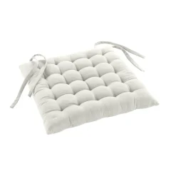 Assise matelassée en coton et polyester recyclé (38x38 cm - Blanc)